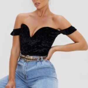 Pretty little thing Elegant Black Off-Shoulder bodysuit Women's Top